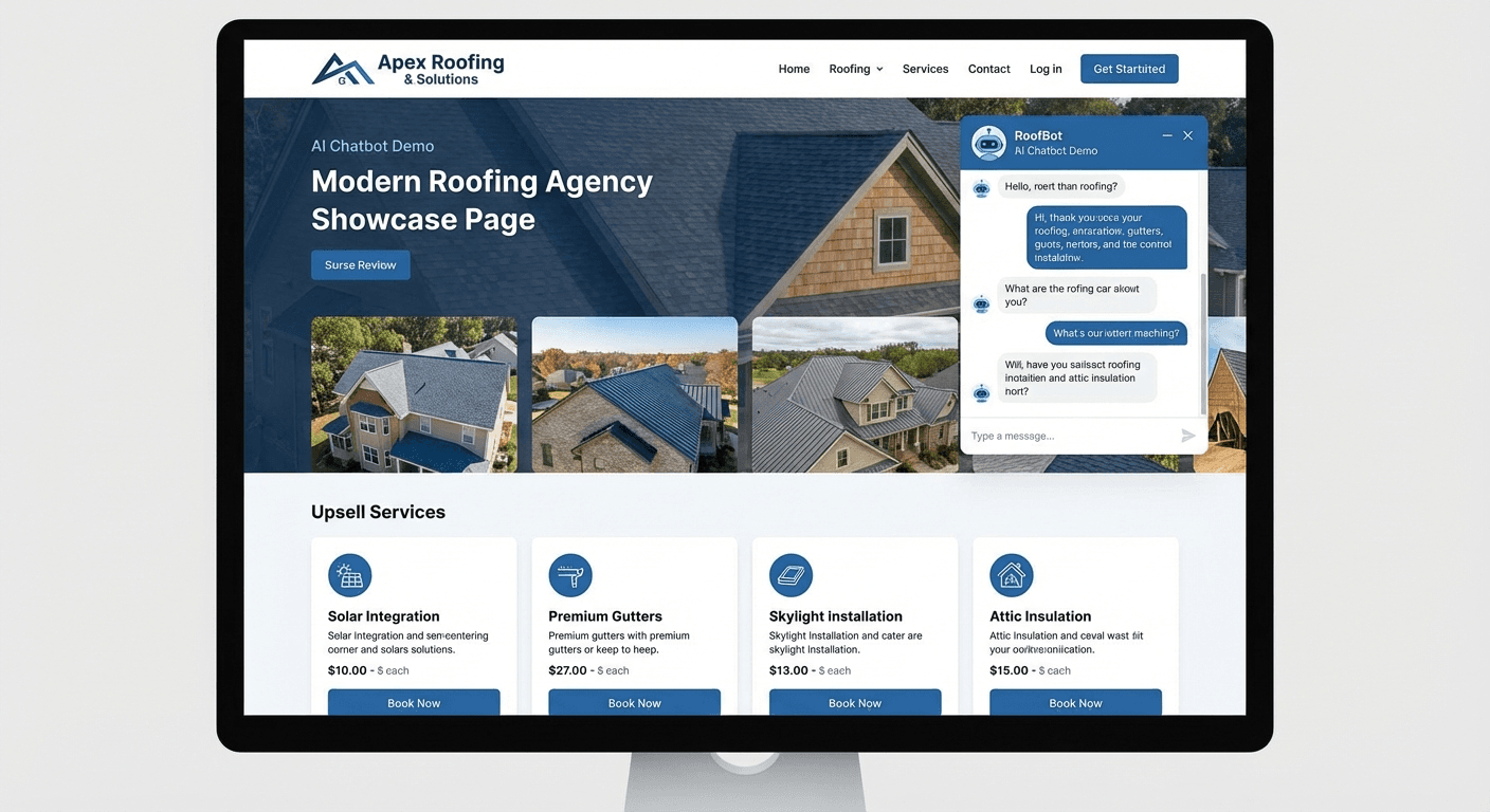 A modern conversion-focused RoofRainmaker homepage